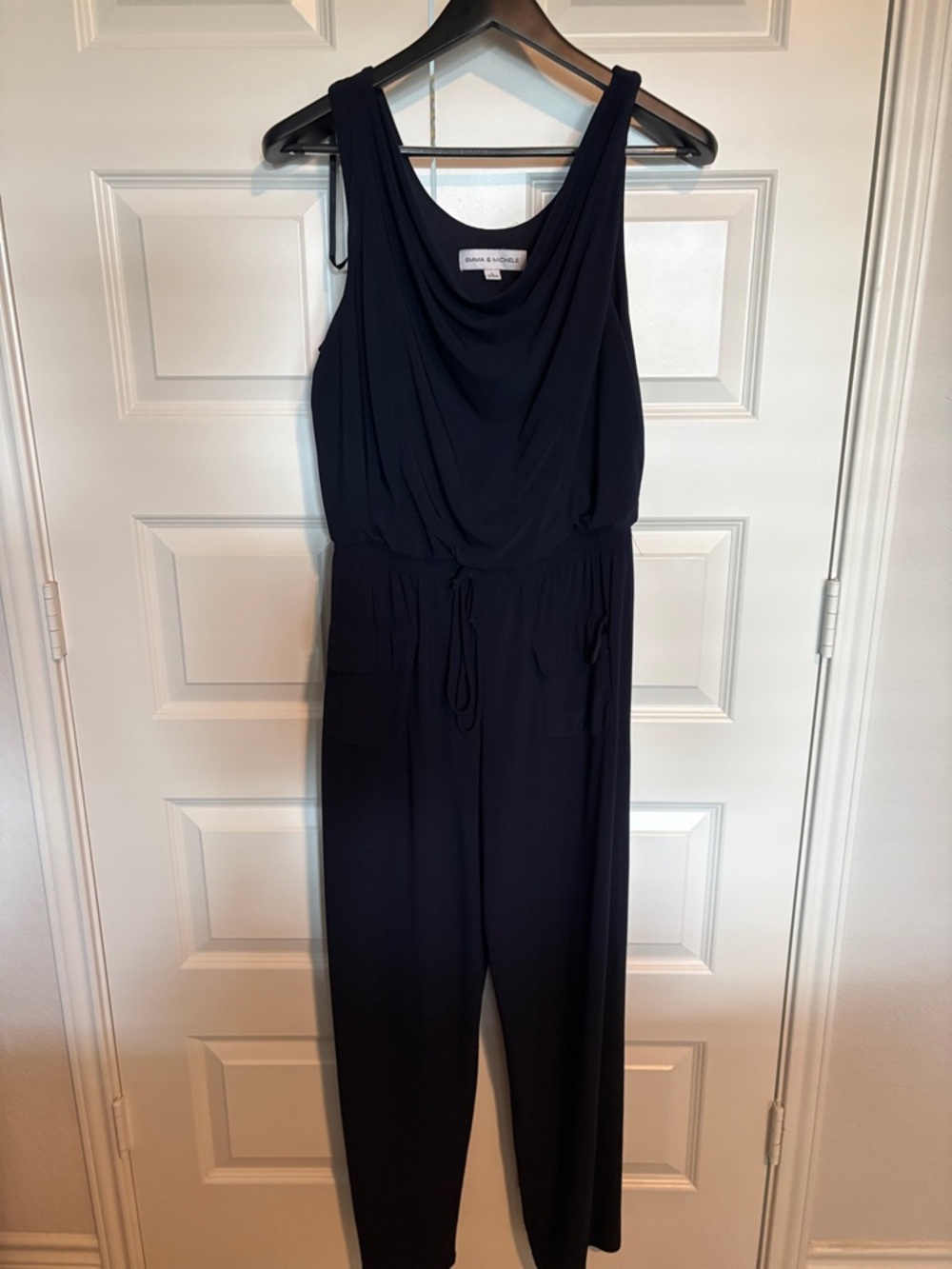 Diane Von Furstenberg Navy Draped Sleeveless Jumpsuit